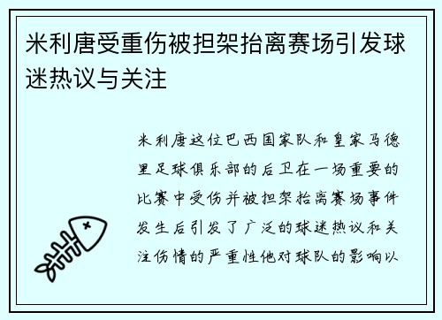 米利唐受重伤被担架抬离赛场引发球迷热议与关注